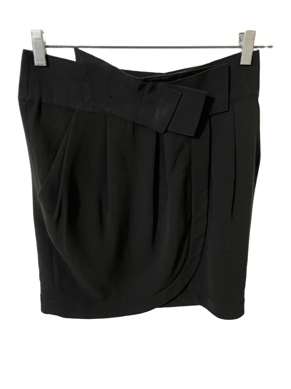 Tara Jarmon Black Draped Mini Skirt with Waistband Detail Size 34